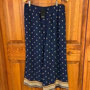 ANA Palooza Gaucho Pant Navy Dara Boarder Pull-on NWT Size L
